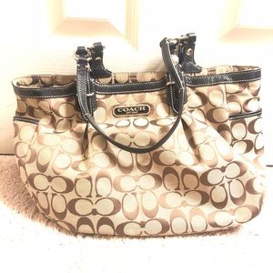 Coach Bucket Bag Brown C Logo Medium Size Purse